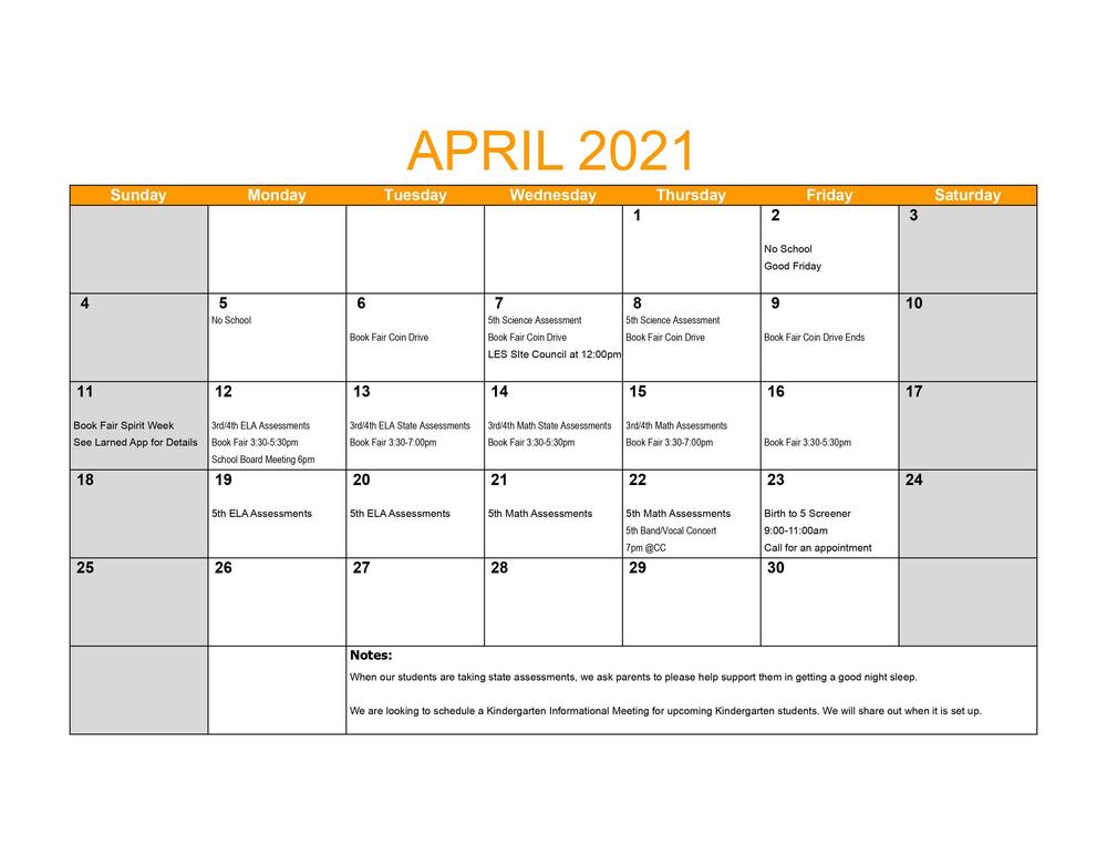LES April Events