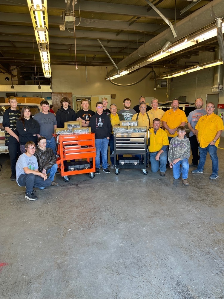 Students and Auto Club with tools and tool boxes